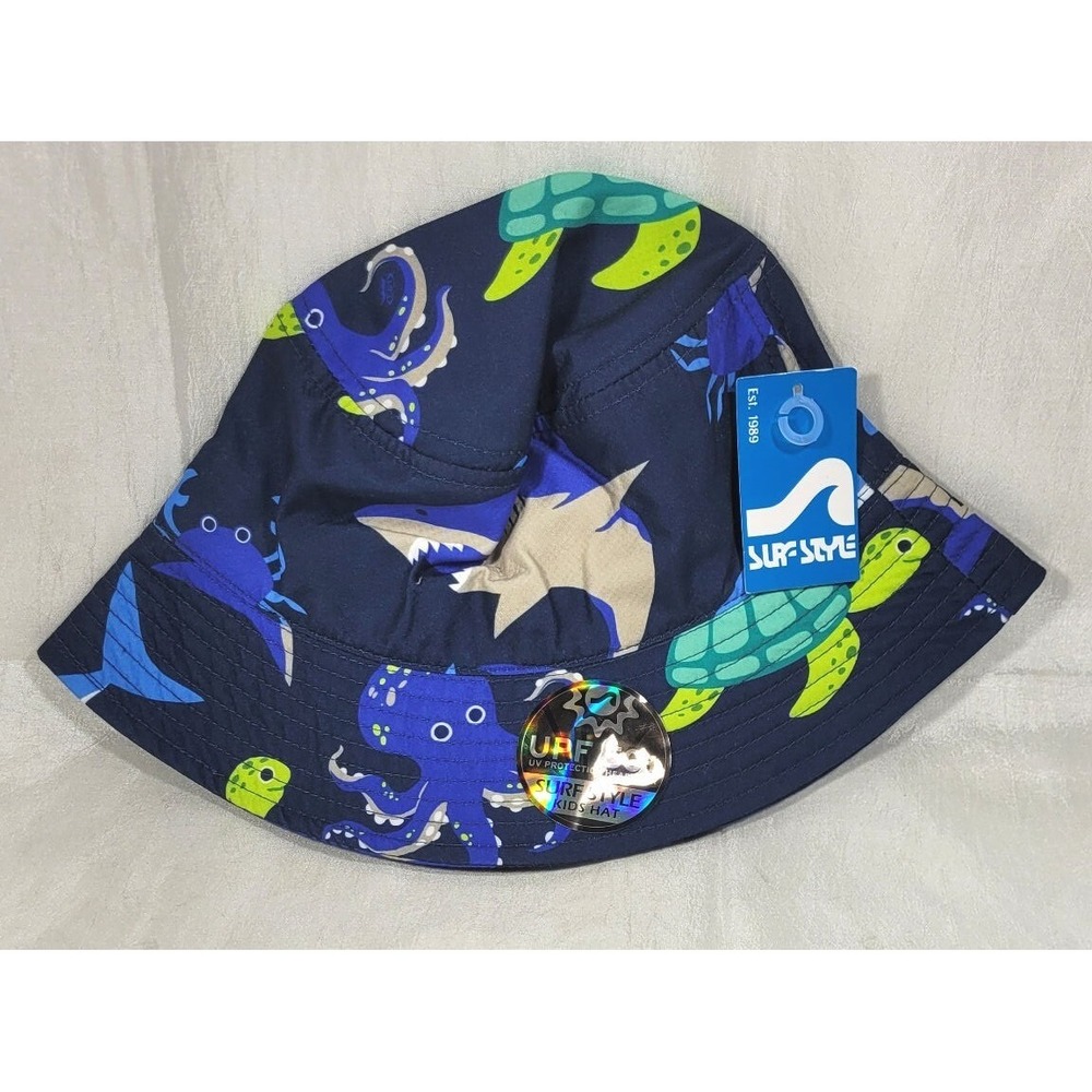 Surf Style Kid's Bucket Hat - Ocean Theme - Blue - UPF 50+ - One Size